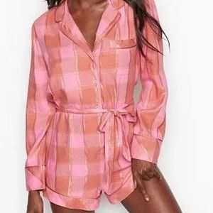 NWT VICTORIA’S SECRET FLANNEL PAJAMA ROMPER S